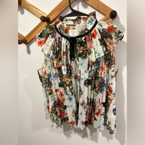 Erdem x H&M pleated floral print sleeveless blouse top - Picture 3 of 10